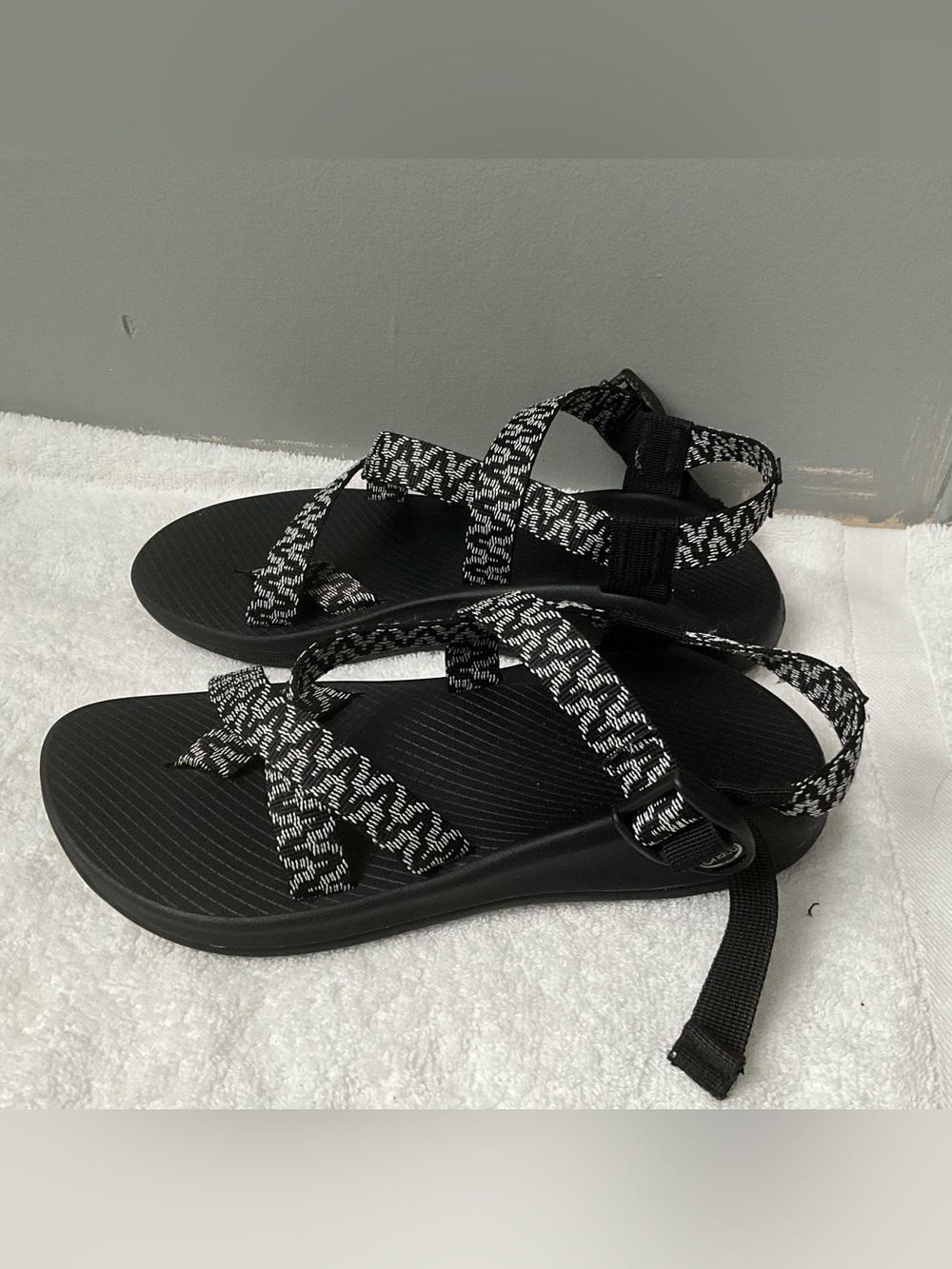 Chaco Women's Black & White Patterned Strap Sandals